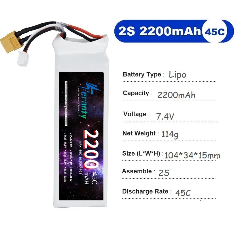 2PCS 7.4V Lipo 2S Battery 1500 - Drone Racing Battery recensione e prezzo